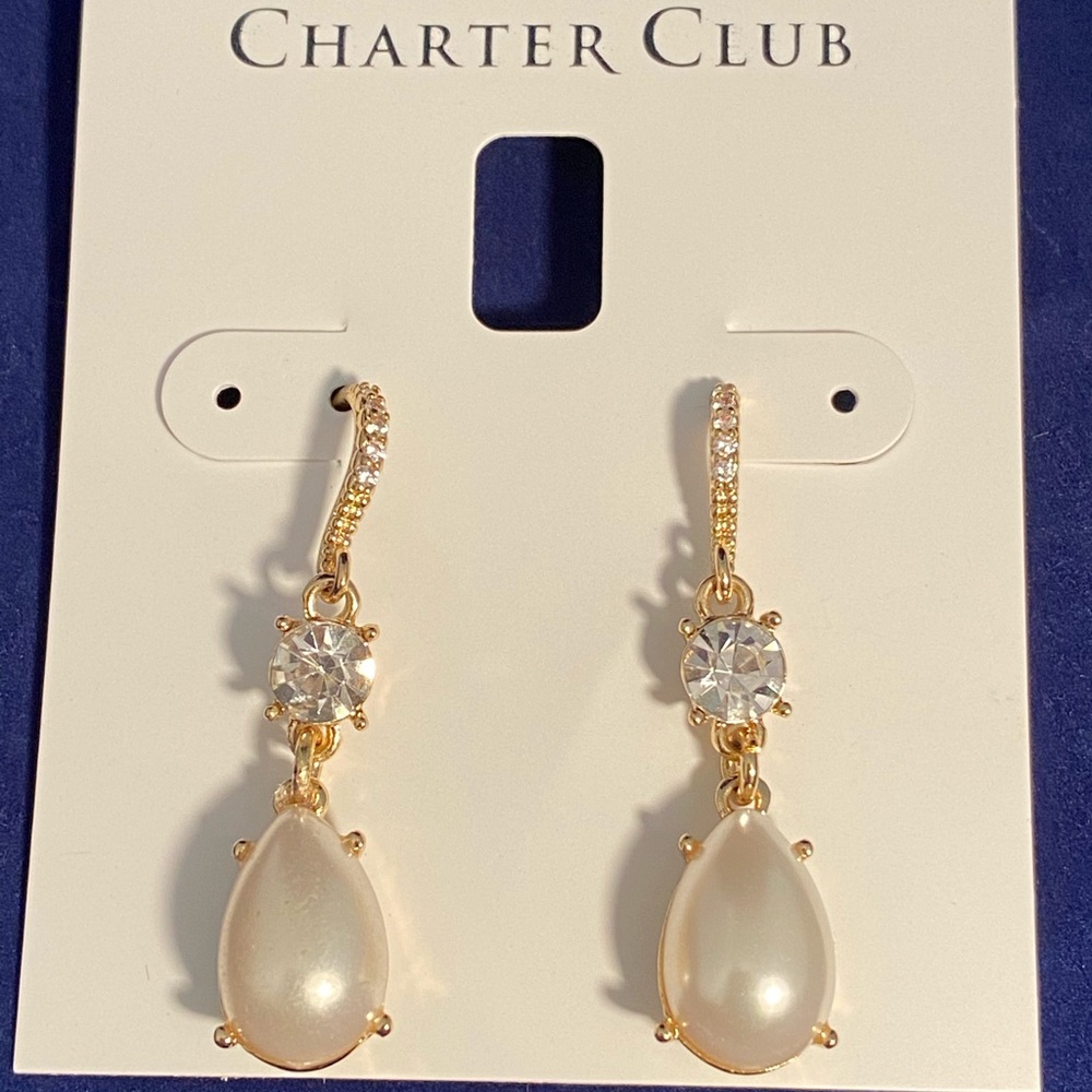 CHARTER CLUB Gold Pearl Drop Earrings